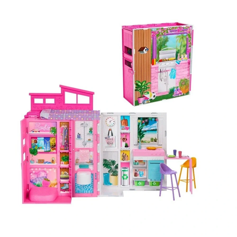 Barbie Getaway Doll House Playlet with 4 Play Areas and 11 Decor Accessories New
